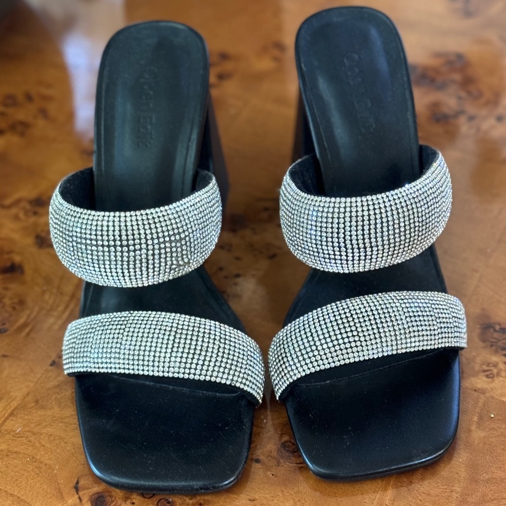 Open Edit | Rhinestone block heel | Size 6.5